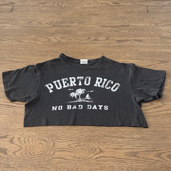 Y2K Vintage 1990’S Puerto Rico No Bad Days Custom Cropped Shirt Delta Pro Faded - Picture 1 of 4